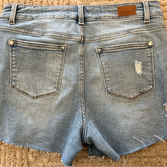 Judy Blue Women's Ripped Jean Shorts - Light Blue - Picture 2 of 4